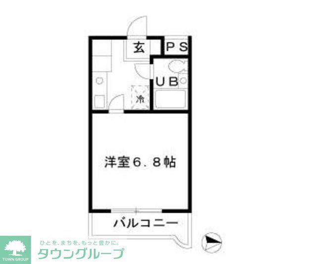 駒宮ハイツ(1K/1階)の間取り写真