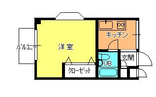 プラザ毛呂山(1K/3階)の間取り写真