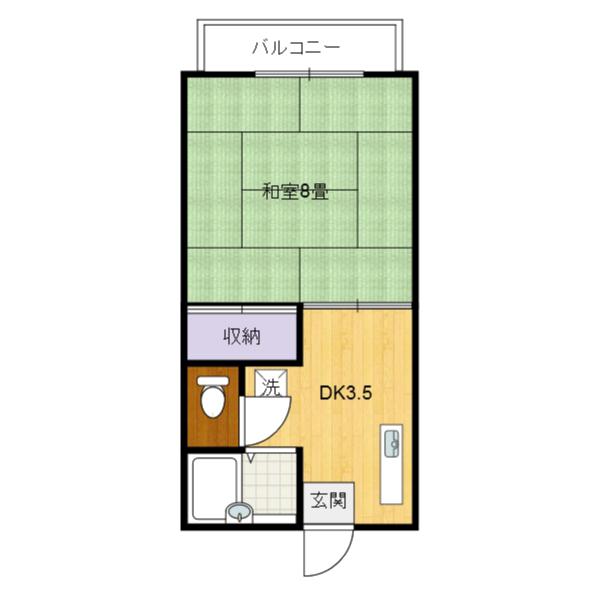 三番荘マンション(1DK/1階)の間取り写真