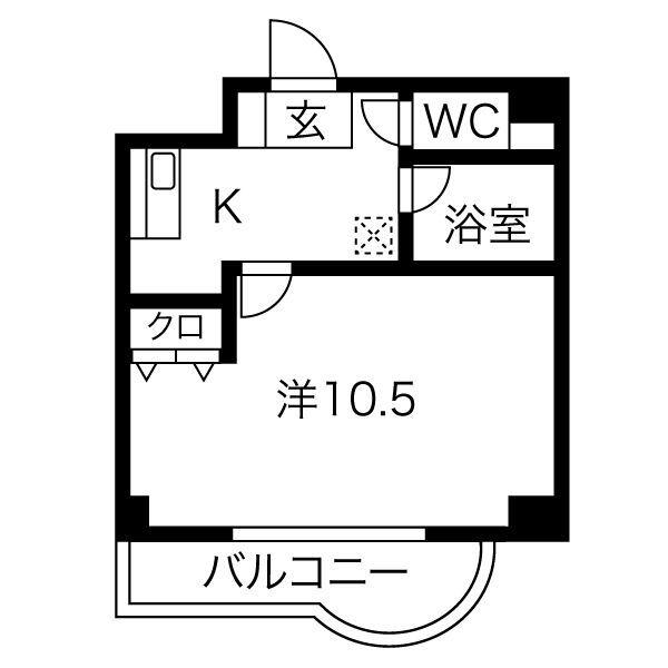 プリミエール八田II(1K/3階)の間取り写真