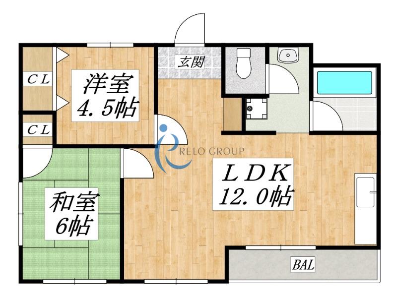 アネックス平野(2LDK/2階)の間取り写真