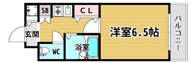 アーバンパレス九条(1K/2階)の間取り写真