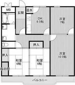 高取台グリーンハイツB棟(4DK/3階)の間取り写真