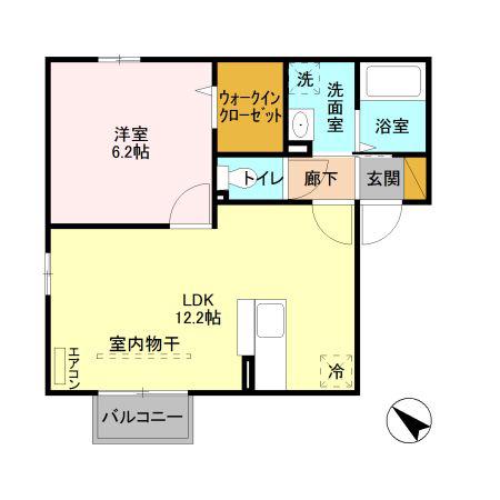 グランメール桜町 E(1LDK/2階)の間取り写真