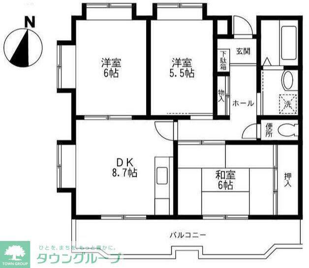 第二サニーハイツ(3DK/3階)の間取り写真