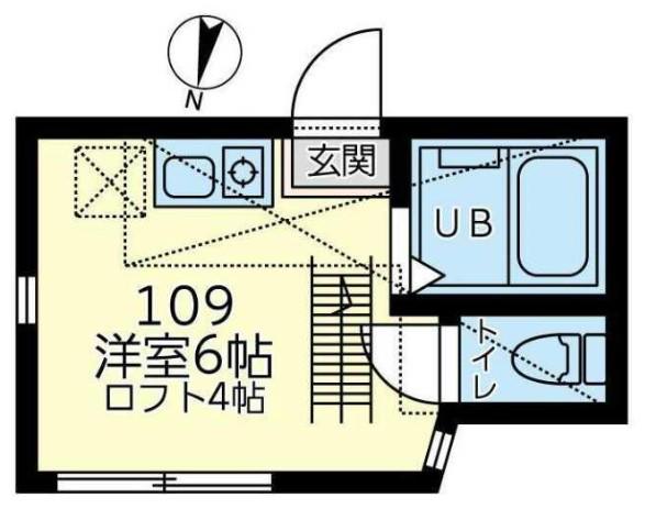ユナイト新町セントカルロ(ワンルーム/1階)の間取り写真
