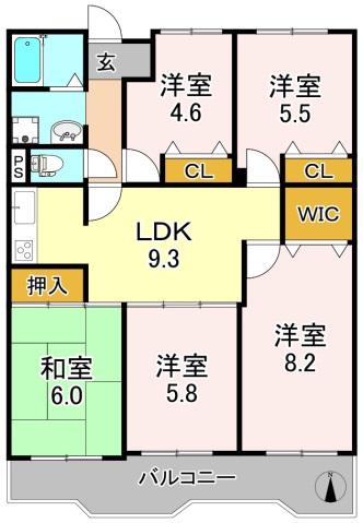 シェモア平野(5LDK/15階)の間取り写真