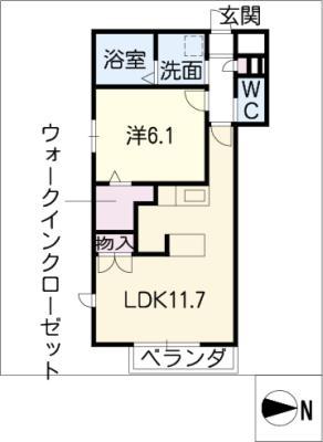 ドルクスコート(1LDK/2階)の間取り写真