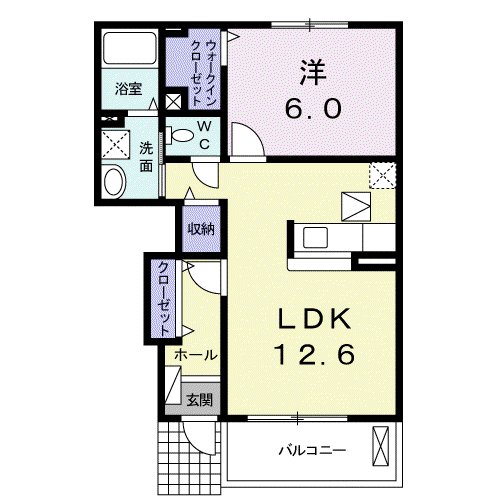エスポワール(1LDK/1階)の間取り写真