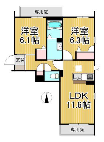 レガーロ武庫豊町(2LDK/1階)の間取り写真