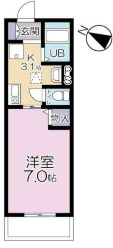 ドルフ岡本(1K/2階)の間取り写真