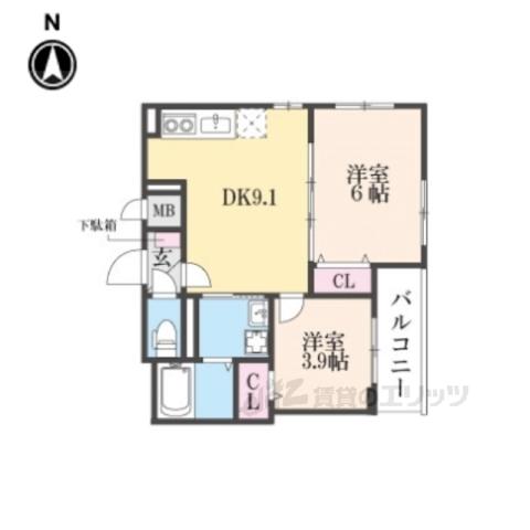 FASECIA ALBA(2LDK/2階)の間取り写真