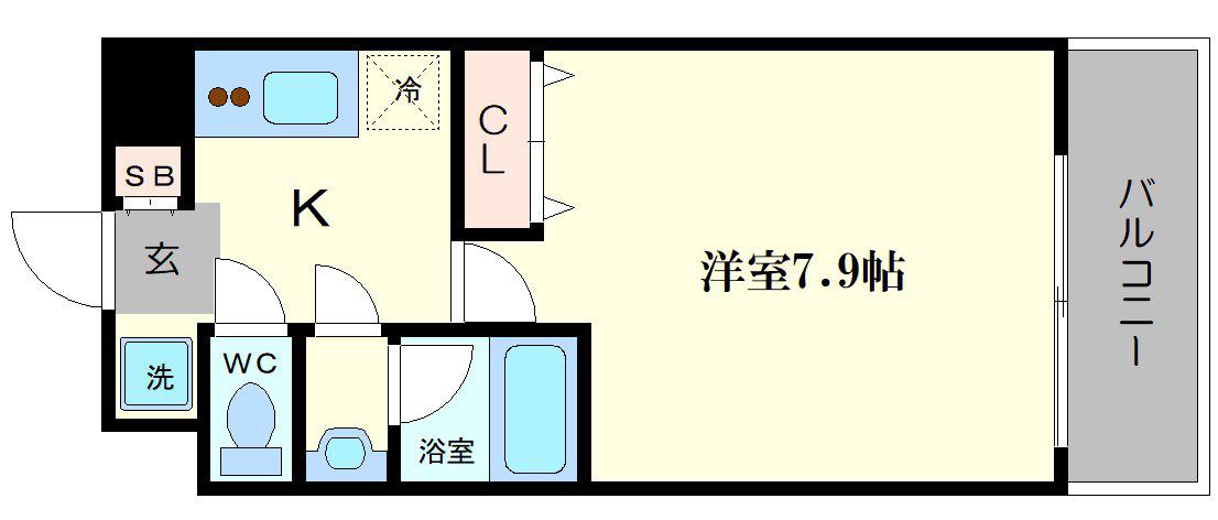 スプランディッド難波I(1K/6階)の間取り写真