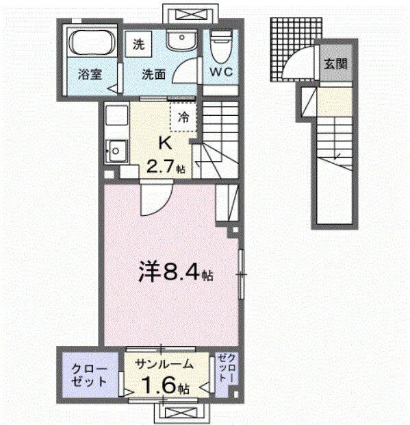 レガリア駅東(1K/2階)の間取り写真