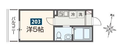 MELDIA西所沢II(1K/2階)の間取り写真