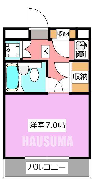 北斗ハイツ(ワンルーム/3階)の間取り写真