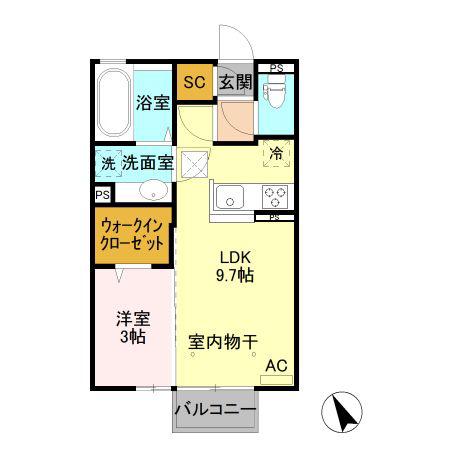 ウル・シャンティ D(1LDK/1階)の間取り写真