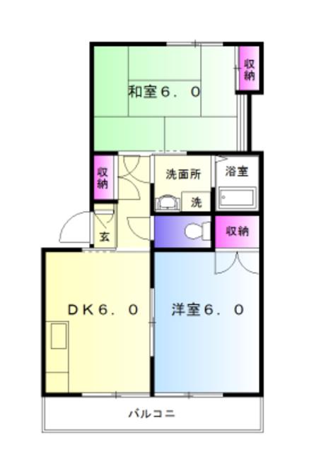 メゾンK1(2DK/2階)の間取り写真