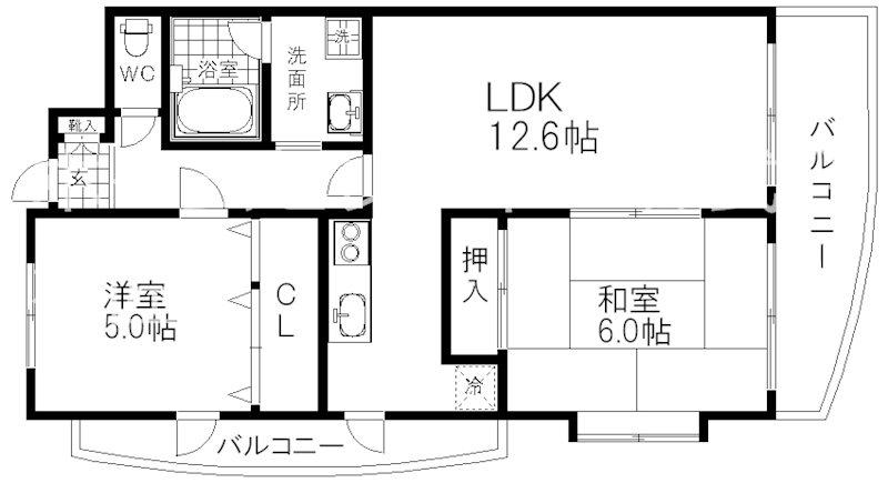 ペガサスⅡ番館住之江(2LDK/4階)の間取り写真
