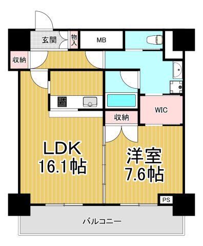 ベルファース尼崎(1LDK/10階)の間取り写真