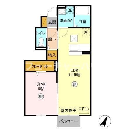 グランドソレーユ(1LDK/1階)の間取り写真