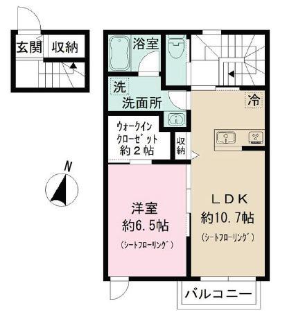 アヴェニール烏山(1LDK/2階)の間取り写真