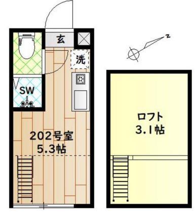 TEFITI(ワンルーム/2階)の間取り写真