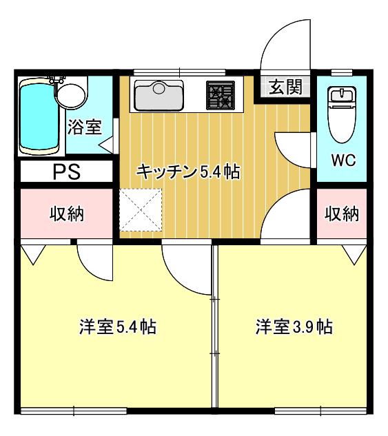 ゆうきハイツ(2K/1階)の間取り写真
