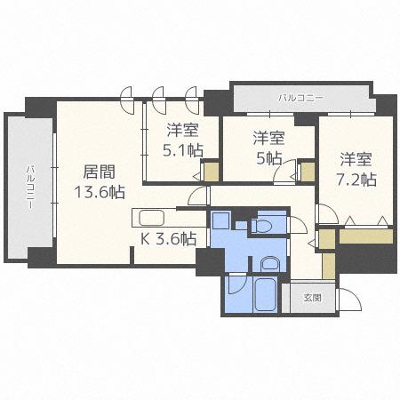 プレミスト円山表参道(3LDK/2階)の間取り写真