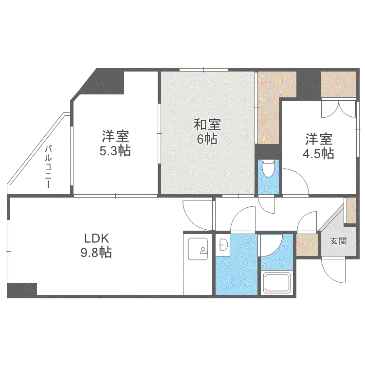 トリム平岸(3LDK/3階)の間取り写真