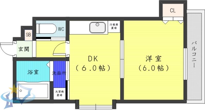 シュヴェルニー北円山(1DK/5階)の間取り写真