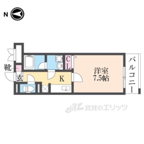 グラント塚口(1K/3階)の間取り写真