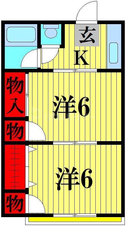 百和コーポ(2K/2階)の間取り写真