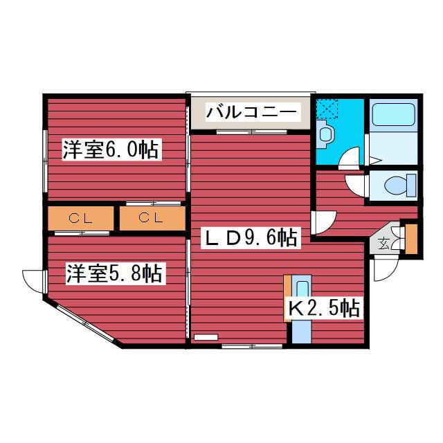 ル・シエル月寒東(2LDK/3階)の間取り写真