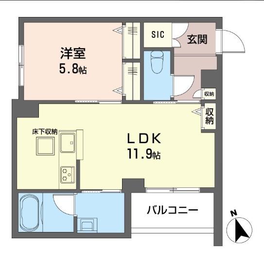 グレースコート柏(1LDK/1階)の間取り写真