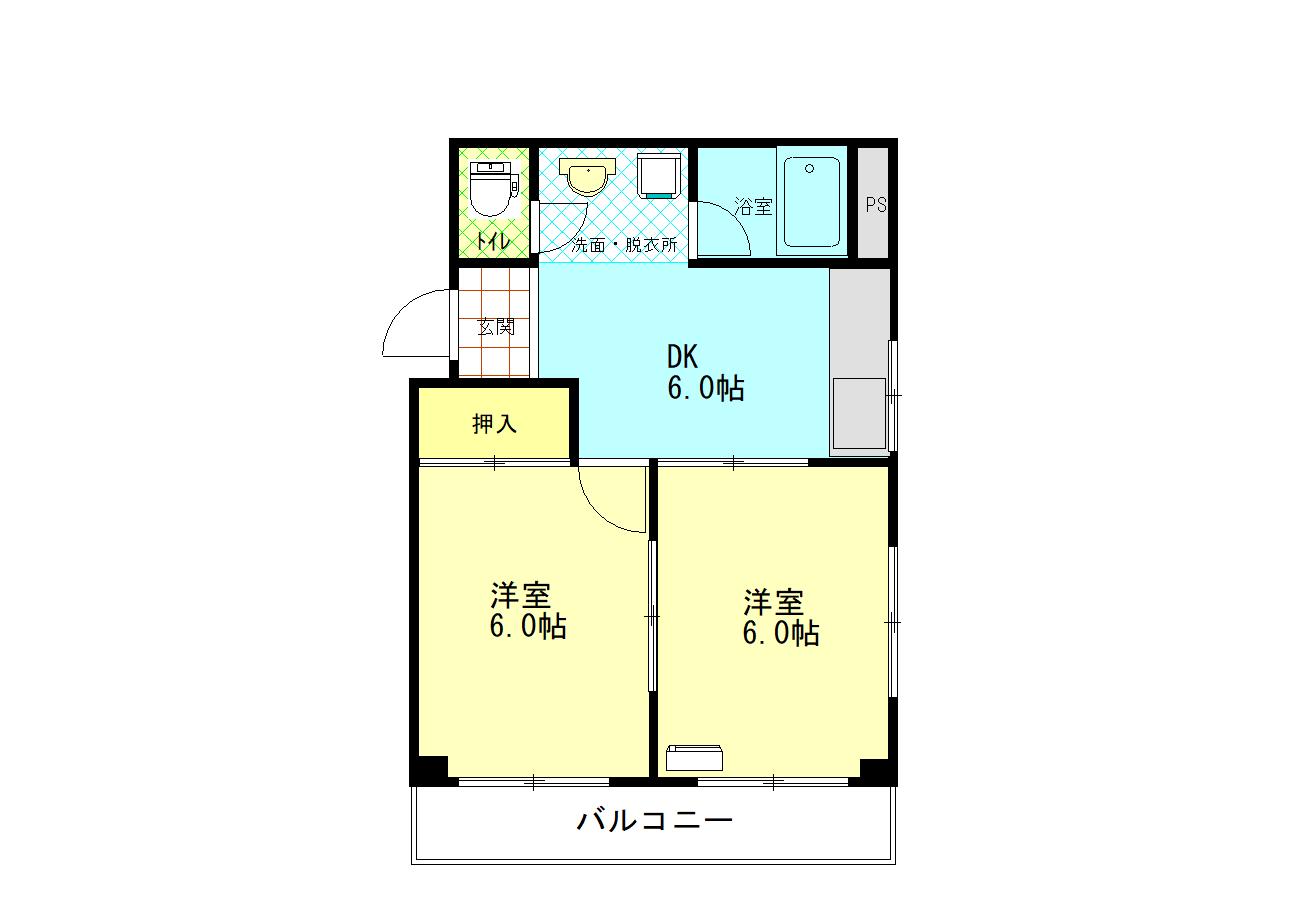 マンション風(2LDK/2階)の間取り写真