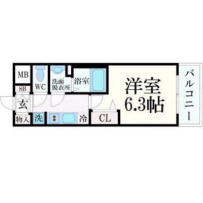 プレサンス難波マジョリティ(1K/5階)の間取り写真