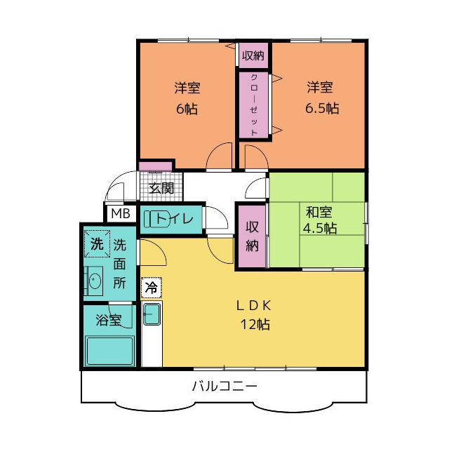 イーフラッツ山本(3LDK/3階)の間取り写真