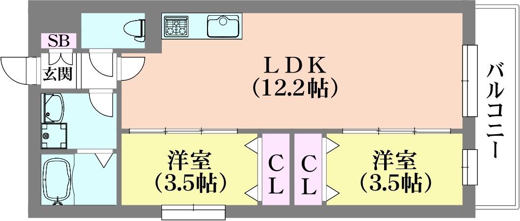 TIO SERENO(2LDK/3階)の間取り写真