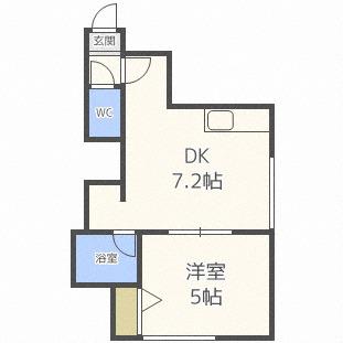 サンフラワー新道東(1DK/2階)の間取り写真