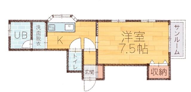 カヤバマンション(1K/1階)の間取り写真
