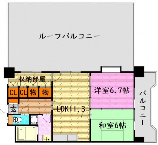 LA宇宙(2LDK/9階)の間取り写真
