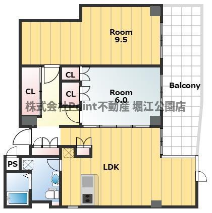 ウェーブイン中津(2LDK/5階)の間取り写真