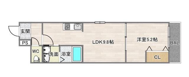 CHARM PARKSIDE I(1LDK/1階)の間取り写真