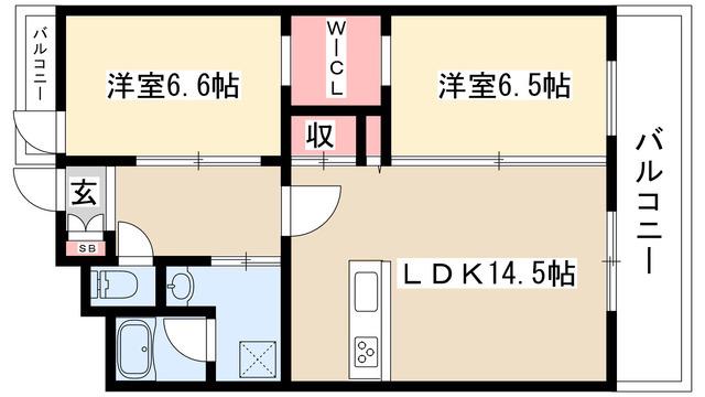 HILL PALACE IKAI(2LDK/7階)の間取り写真
