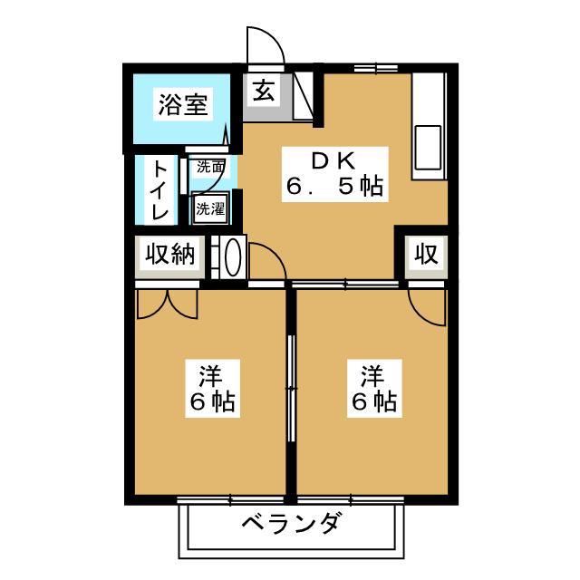 スカイハイツB(2DK/2階)の間取り写真