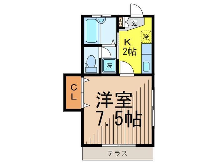 サニーフラット(1K/1階)の間取り写真