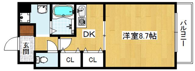 MAEKAWABLD(1DK/9階)の間取り写真