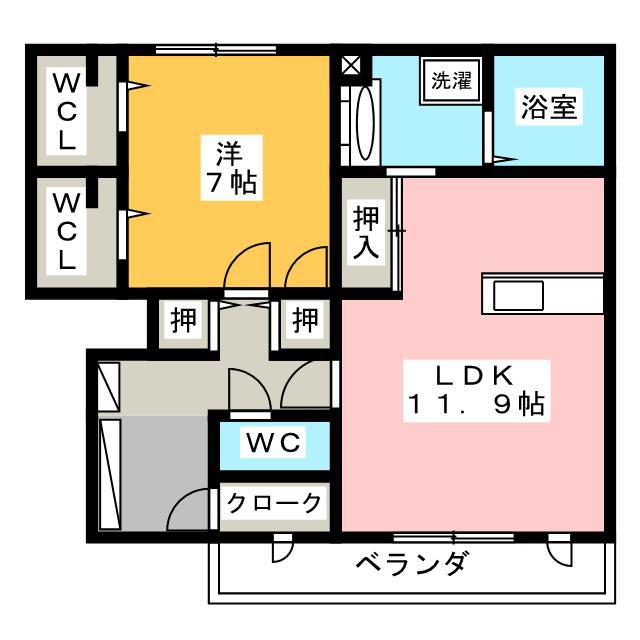 STONE HILLS Y(1LDK/1階)の間取り写真