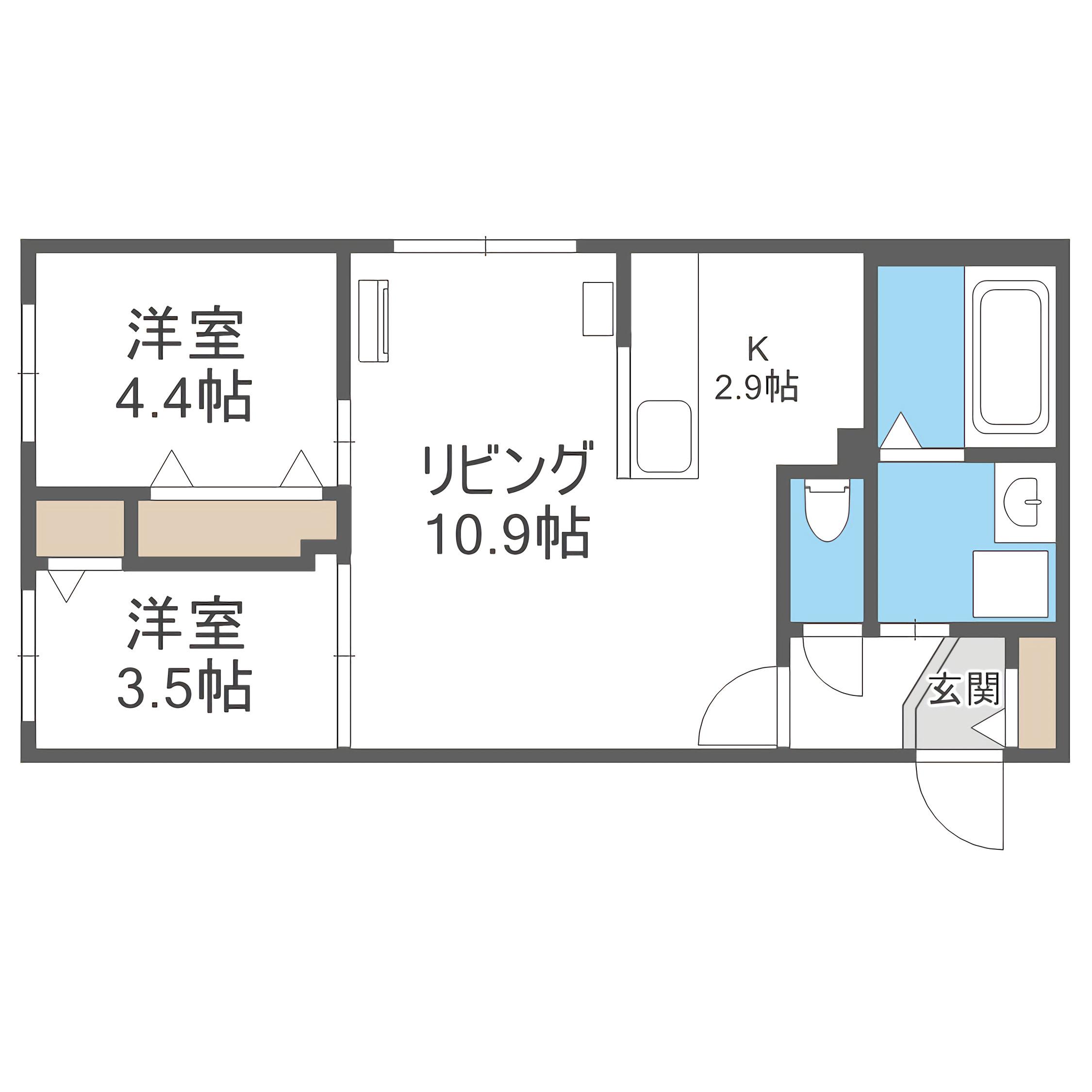 MONTAGNE南9条(2LDK/3階)の間取り写真